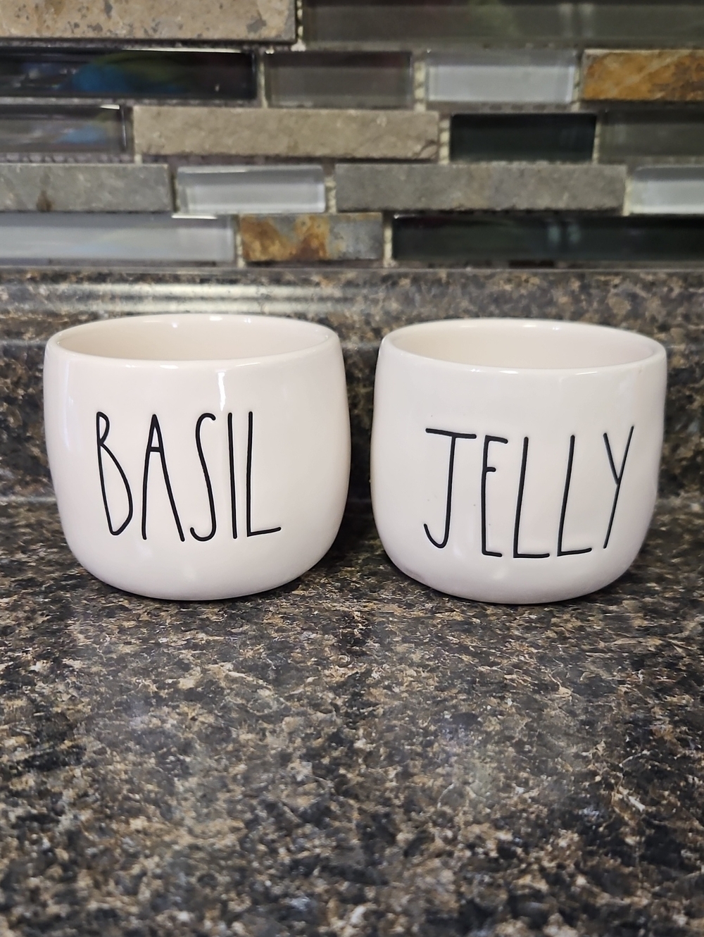 Rae Dunn Basil And Jelly Containers